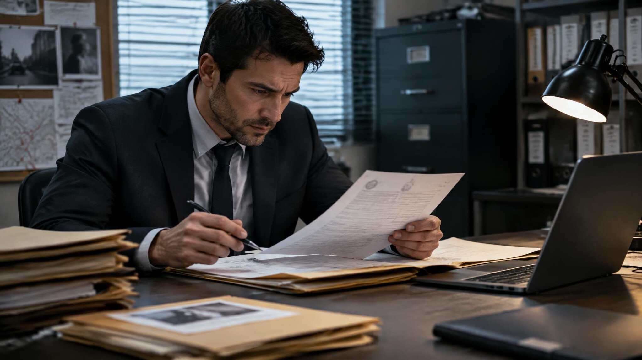 detective investigating documents