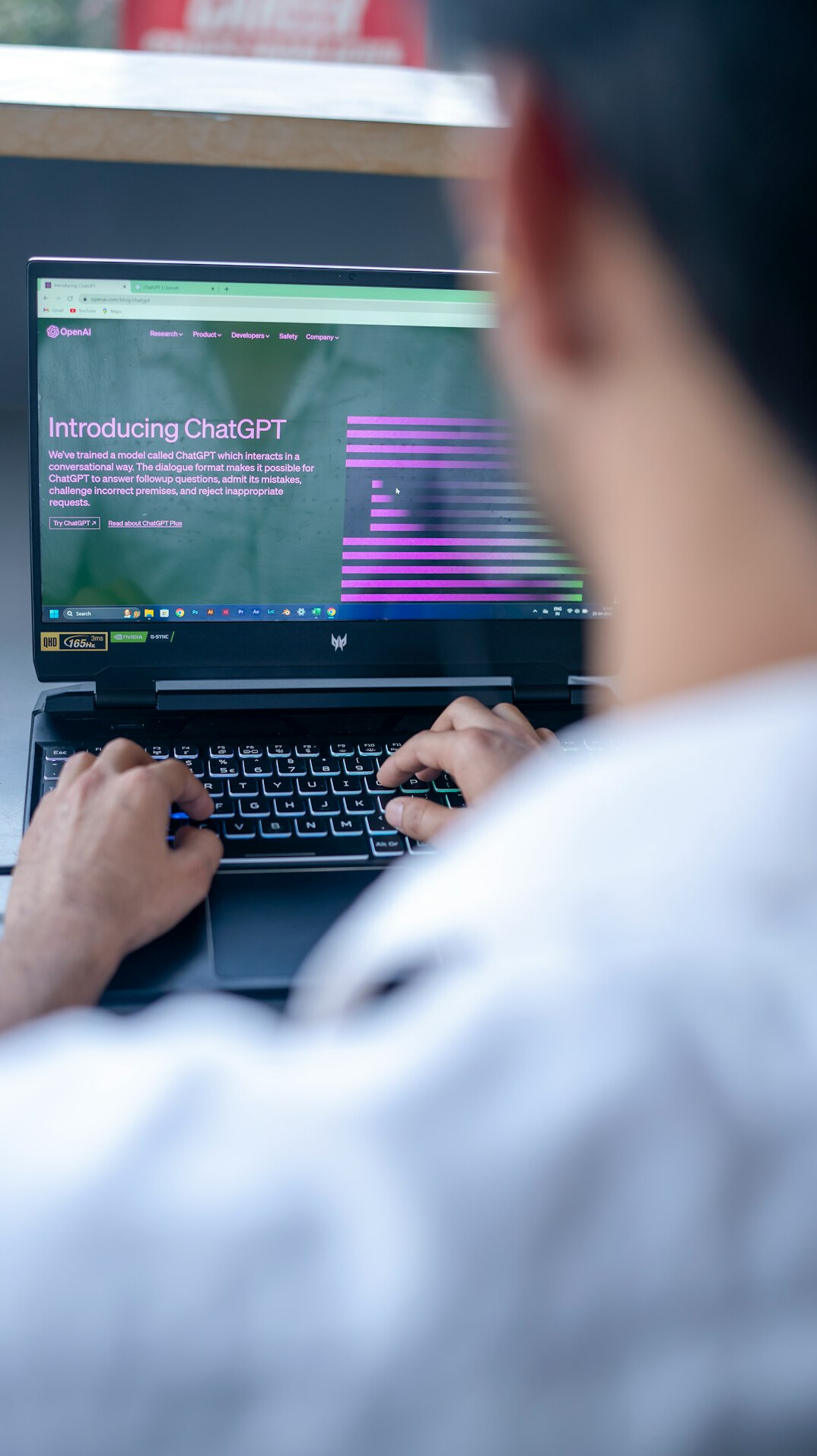 researcher analyzing data