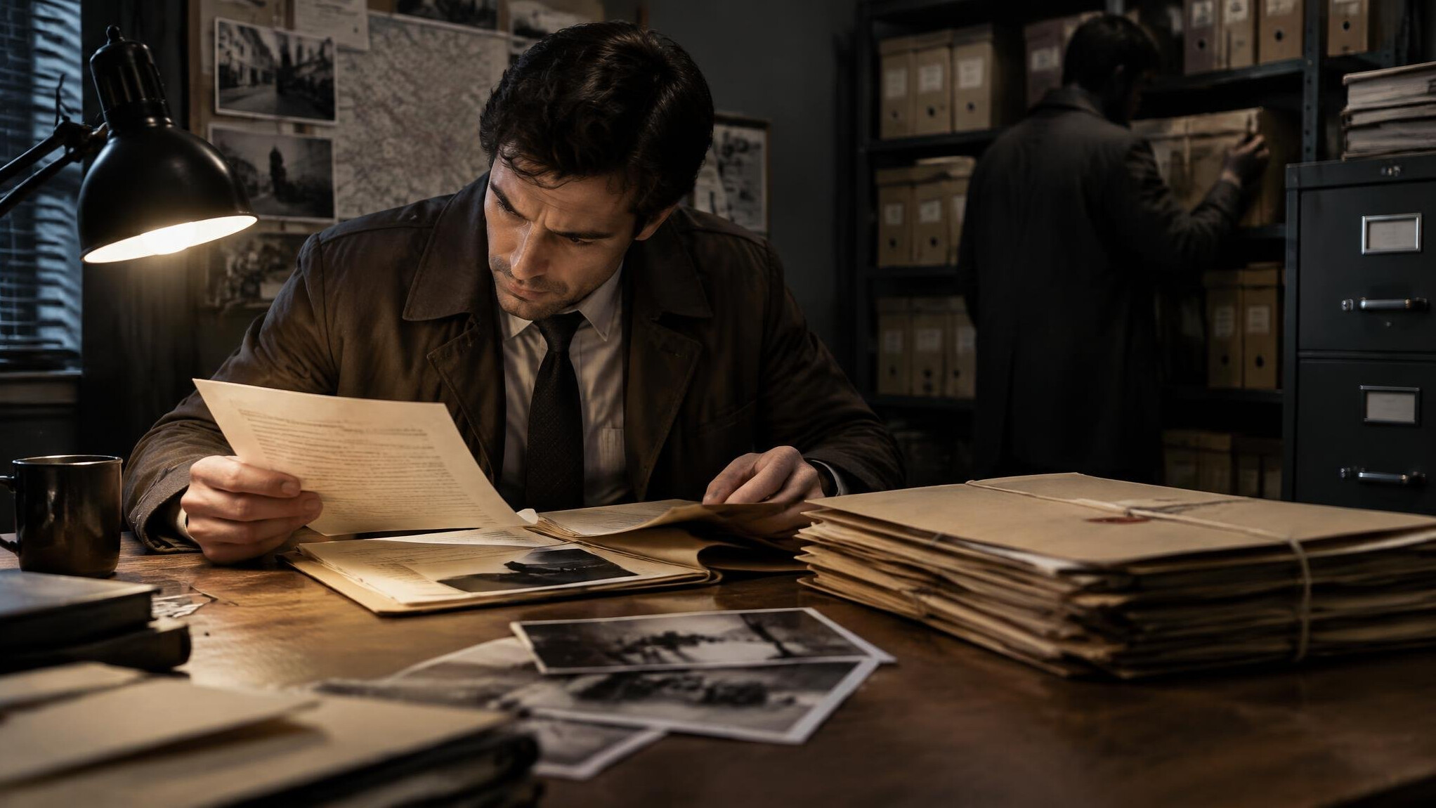 detective examining documents